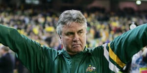 Guus Hiddink in 2006 during his time as Socceroos’ coach.