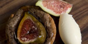 The Fig,Espresso and White Chocolate Tart with Creme Fresh at Pearl Caf?