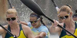 Aly Bull and Alyce Wood competing at the Olympics in August.