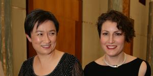 Penny Wong and Sophie Allouache at Parliament House in 2013.