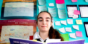 HSC student Bianca Aiello at home studying before Monday's maths course extension 2 exam.
