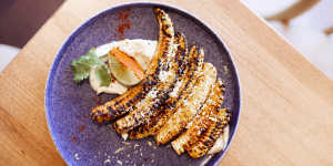 Grilled corn ribs with lime,pecorino and coriander mayonnaise at The Patch.