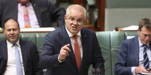 Prime Minister Scott Morrison on Wednesday. His government could veto Victoria's agreement with China.