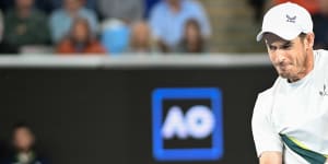Andy Murray during his match against Thanasi Kokkinaki.