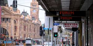 Quiet streets:Melbourne during a lockdown in October 2021.