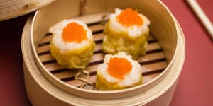 Unmissable:Sui mai topped with crab roe.