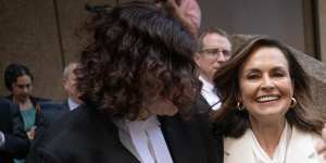 Lisa Wilkinson departs the Federal Court in Sydney with her barrister,Sue Chrysanthou,SC.