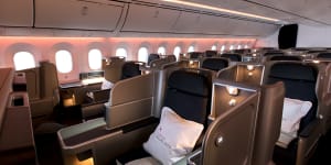 You’d have to be a giant not to feel comfortable in Qantas’ business-class seats on a Boeing 787 Dreamliner.