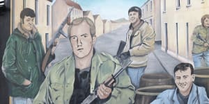 A loyalist mural is seen on a wall in west Belfast,Northern Ireland.