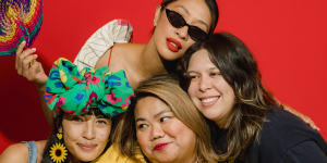 Tita’s Carinderia in Marrickville is inspired by the Tita (Aunty) Marlene,and these Filipino women in food represent the “modern tita” the cafe wants to champion. L-R:Kat Kat,Kimberley Cruz,Karen Rodrigueza-Labuni and Christine Knight. 