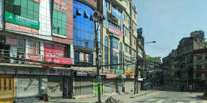 The empty streets of Kathmandu on the couple's arrival.