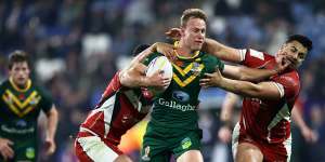 Daly Cherry-Evans in action against Lebanon at the Rugby League World Cup.