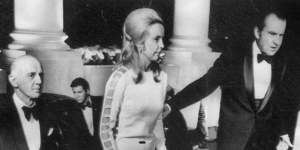 That dress:President Richard Nixon escorts Australian Prime Minister William McMahon and wife Sonia into the White House in 1971.