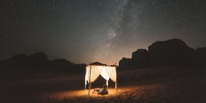 Camping under the stars in Wadi Rum.