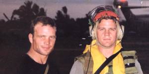 Then Lieutenant Dan Gosling (left) with brother Xavier Gosling who was on HMAS Success,the main supply ship supporting InterFET,in 1999.