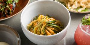 Pear and cucumber slaw.