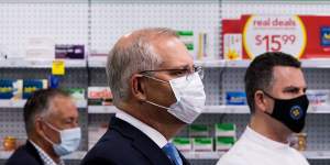 Prime Minister Scott Morrison visits Terry White Pharmacy in Mowbray,in the seat of Bass on Saturday 30th April 2022.