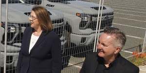 Transport Minister Catherine King and Climate Change and Energy Minister Chris Bowen announcing a new electric vehicle policy in February. 