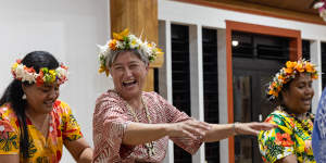 Penny Wong in Tuvalu this month.