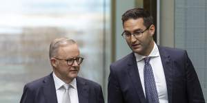 Prime Minister Anthony Albanese and Labor backbencher Josh Burns in parliament.