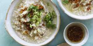 Pick up a supermarket roast chicken for this comforting congee.