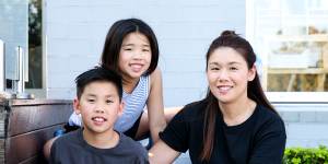 Bernadette Wang with children Abby 8 and Ashton 10 who attend Mowbray Public School.