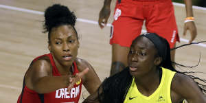 Ezi Magbegor in action for Seattle Storm.