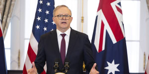 Prime Minister Anthony Albanese was quizzed about the Voice referendum during his US state visit. 