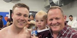 All in the family:Billy and Kevin Walters’ with Billy’s son,Hugo