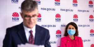 Premier Gladys Berejiklian and NSW Healths Dr Jeremy McAnulty providing an update on COVID-19. Photograph by Edwina Pickles. Taken on 19th Sept 2021
