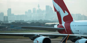 A Qantas A380 in Sydney. The airline has blamed a lack of air traffic control staff for many of the delays it suffers.