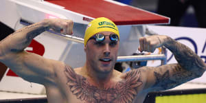 Kyle Chalmers won gold in the men’s 100 metres freestyle at the world championships last year in Fukuoka. 