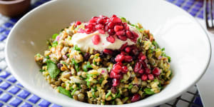 Hellenic Republic's popular Cypriot grain salad is packed with protein-packed lentils. 