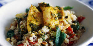 Calamari with Moroccan spices and couscous