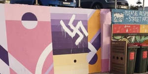 A swastika was painted over a mural along Bondi Beach’s promenade in 2019.