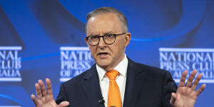 Prime Minister Anthony Albanese avoided using the phrase “broken promise” in a major address at the National Press Club.
