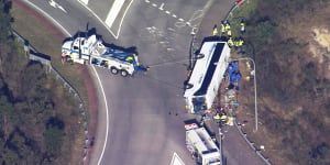 A salvage operation was in place at the crash site in the Hunter Valley on Monday.