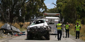 Four men died after a car and ute collided in Pine Lodge,near Shepparton,in January.