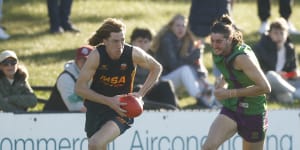 Bulldog father-son selection Jordan Croft playing for Maribyrnong College earlier this year.