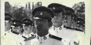 The Crown Prince during the graduation parade at Duntroon in 1975.