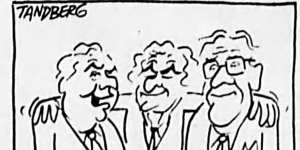 Ron Tandberg cartoon published on June 30,1992 - Gough Whitlam,Bob Hawke and Malcolm Fraser.