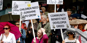 A community protest against so-called overdevelopment on Sydney’s lower north shore in 2019.