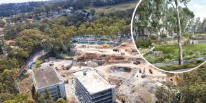 Old IBM site in west pennant hills which is being demolished Photo Nick Moir 1 sept 2022 In a picture acquired Wednesday,31 August 2022 shows an artist impression of proposed redevelopment of the old IBM site at West Pennant Hills. Credit:Mirvac 