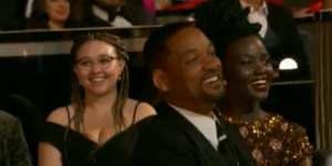 Moments before taking to the stage,Will Smith seemed to enjoy Rock’s banter. 
