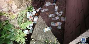 Cash found at the Ourimbah home.