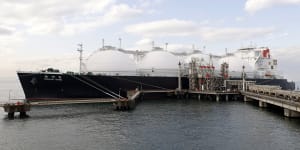 An LNG tanker berthed in Futtsu,Japan.