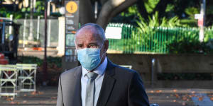Chris Dawson arrives at the NSW Supreme Court on Monday.