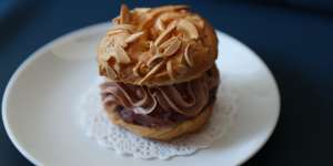 Chicken liver Paris-brest with onion jam at Cafe Paci.