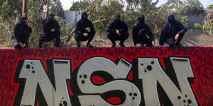 Members of the Australian neo-Nazi group National Socialist Network hiking in the Grampians.