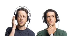‘It’s 90 per cent telepathy’:Hamish Blake and Andy Lee.